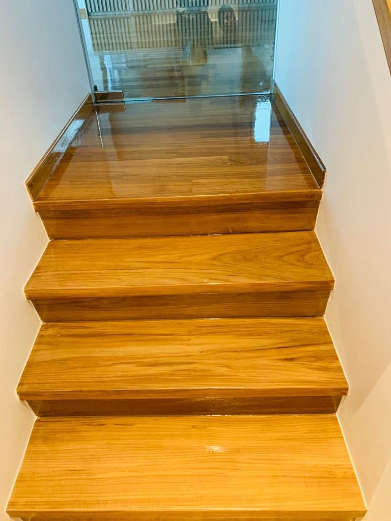 restored parquet timber staircase reference
